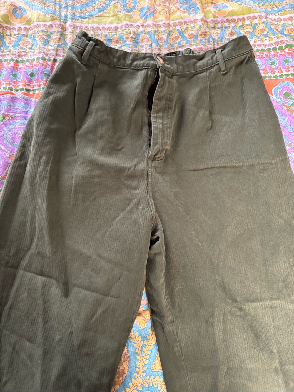 Big Bud Press Olive Corduroy Wide-Leg Pants